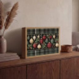 Kerstballen - Rood - Hulsttakken - Patroon Light Box met batterij (Wandlamp) middel -sfeer2