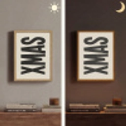 Kerst - Christmas - Japandi - Beige Light Box met batterij (Wandlamp) middel -sfeer3