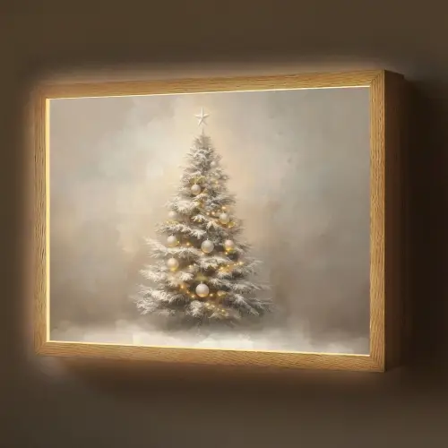 Kerst - kerstboom - Sneeuw - Art Light Box met batterij (Wandlamp) middel -z3d_website