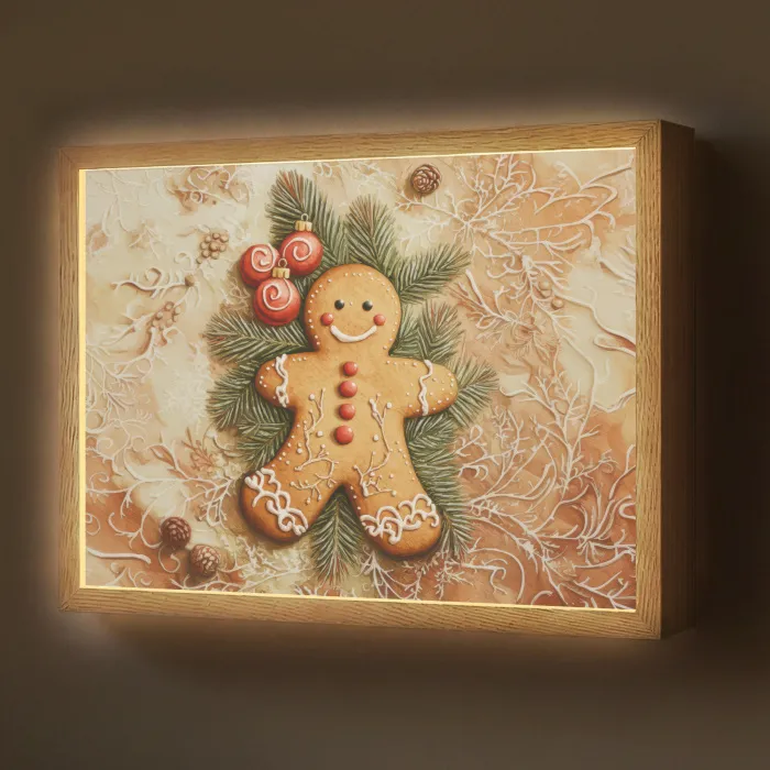 Kerstmis - Koekje - Poppetje - Speculaas Light Box met batterij (Wandlamp) middel -z3d_website