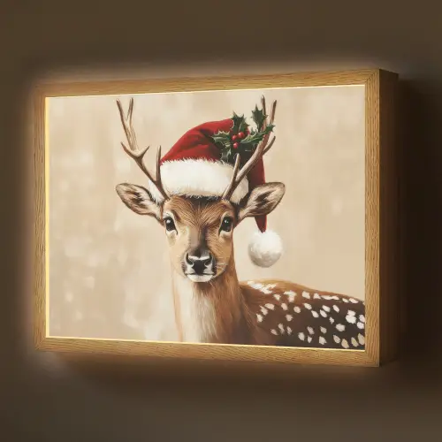 Kerst - Hert - Gewei - Rood Light Box met batterij (Wandlamp) middel -z3d_website