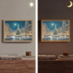 Kerstnacht - Stadsplein - Meerkleurig Light Box met batterij (Wandlamp) middel -sfeer3