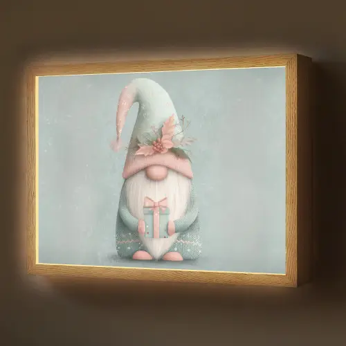 Kerstgnome - Cadeau - Groen Light Box met batterij (Wandlamp) middel -z3d_website