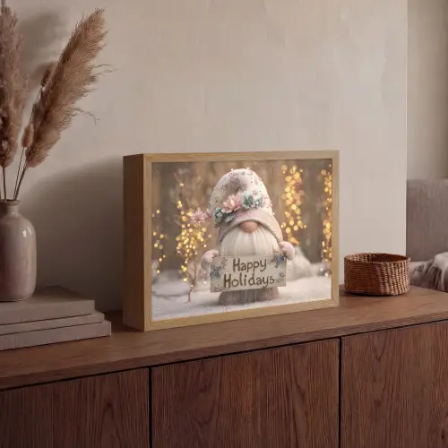 Kerst - Gnome - Bord - Kleurrijk Light Box met batterij (Wandlamp) middel -sfeer2