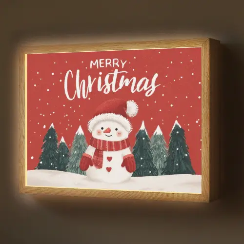 Kerstgroet - Sneeuw - Rood Light Box met batterij (Wandlamp) middel -z3d_website