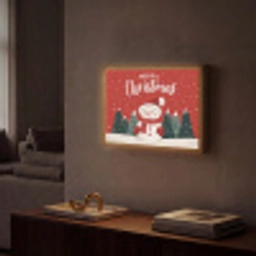 Kerstgroet - Sneeuw - Rood Light Box met batterij (Wandlamp) middel -sfeer1