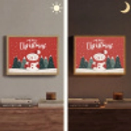 Kerstgroet - Sneeuw - Rood Light Box met batterij (Wandlamp) middel -sfeer3