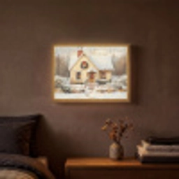 Kerst - Huis - Winter - Sneeuw Light Box met batterij (Wandlamp) middel -sfeer4