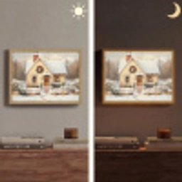 Kerst - Huis - Winter - Sneeuw Light Box met batterij (Wandlamp) middel -sfeer3