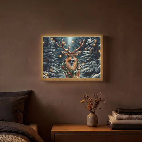 Kerst - Magie - Bos - Kleurrijk Light Box met batterij (Wandlamp) middel -sfeer4