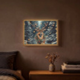Kerst - Magie - Bos - Kleurrijk Light Box met batterij (Wandlamp) middel -sfeer4