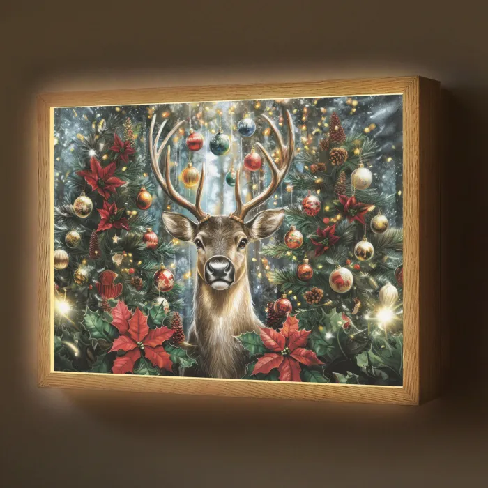 Kerstfeest - Dennenbos - Rood Light Box met batterij (Wandlamp) middel -z3d_website