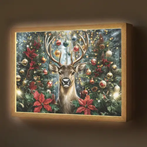 Kerstfeest - Dennenbos - Rood Light Box met batterij (Wandlamp) middel -z3d_website