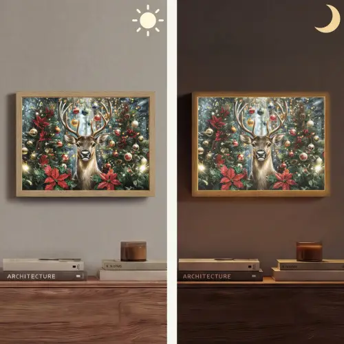 Kerstfeest - Dennenbos - Rood Light Box met batterij (Wandlamp) middel -sfeer3