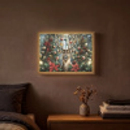 Kerstfeest - Dennenbos - Rood Light Box met batterij (Wandlamp) middel -sfeer4