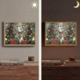 Kerstfeest - Dennenbos - Rood Light Box met batterij (Wandlamp) middel -sfeer3