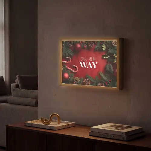 Kerst - Quote - Rood - Kerstballen Light Box met batterij (Wandlamp) middel -sfeer1