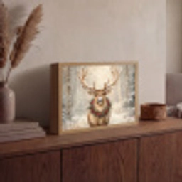 Kerst - Rendier - Winter - Krans Light Box met batterij (Wandlamp) middel -sfeer2
