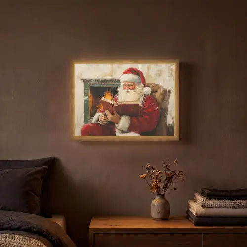 Kerst - Kerstman - Winter - Open Haard Light Box met batterij (Wandlamp) middel -sfeer4