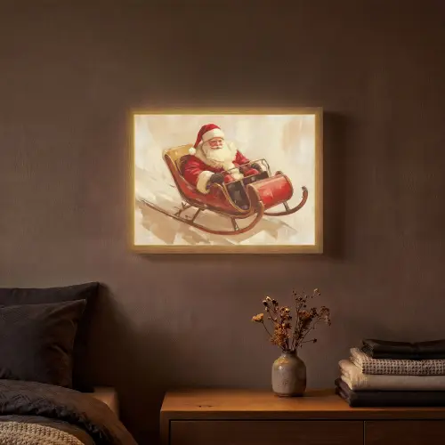 Kerst - Slee - Kerstman Light Box met batterij (Wandlamp) middel -sfeer4