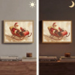 Kerst - Slee - Kerstman Light Box met batterij (Wandlamp) middel -sfeer3