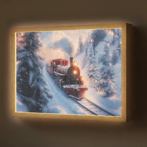 Kersttrein - Sneeuw - Winter - Kerst Light Box met batterij (Wandlamp) middel -z3d_website