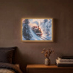 Kersttrein - Sneeuw - Winter - Kerst Light Box met batterij (Wandlamp) middel -sfeer4