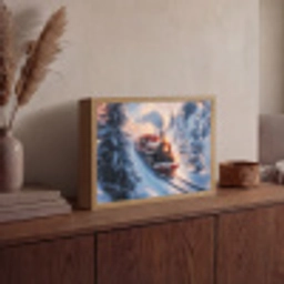 Kersttrein - Sneeuw - Winter - Kerst Light Box met batterij (Wandlamp) middel -sfeer2