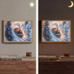 Kersttrein - Sneeuw - Winter - Kerst Light Box met batterij (Wandlamp) middel -sfeer3
