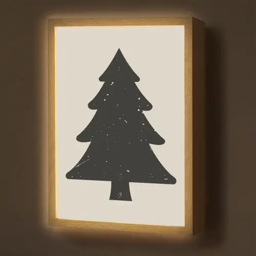 Kerstboom - Zwarte kerstboom - Boom - Japandi Light Box met batterij (Wandlamp) middel -z3d_website