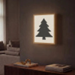 Kerstboom - Zwarte kerstboom - Boom - Japandi Light Box met batterij (Wandlamp) middel -sfeer1