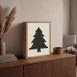 Kerstboom - Zwarte kerstboom - Boom - Japandi Light Box met batterij (Wandlamp) middel -sfeer2