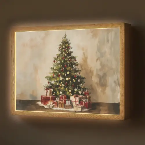 Kerstboom - Versierd - Kleurrijk Light Box met batterij (Wandlamp) middel -z3d_website