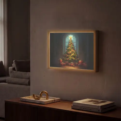 Kerstboom - Cadeau - Kerst - Winter Light Box met batterij (Wandlamp) middel -sfeer1