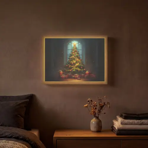 Kerstboom - Cadeau - Kerst - Winter Light Box met batterij (Wandlamp) middel -sfeer4