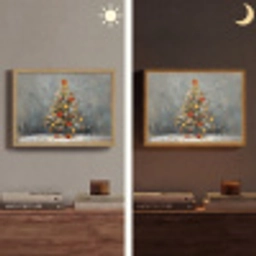 Kerstboom - Cadeaus - Rood - Goud Light Box met batterij (Wandlamp) middel -sfeer3