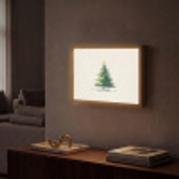 Kerstboom - Illustratie - Ster - Sneeuw Light Box met batterij (Wandlamp) middel -sfeer1