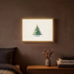 Kerstboom - Illustratie - Ster - Sneeuw Light Box met batterij (Wandlamp) middel -sfeer4