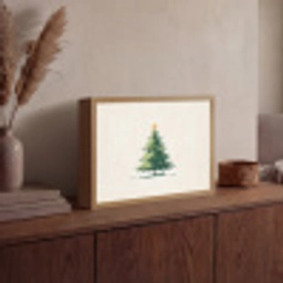 Kerstboom - Illustratie - Ster - Sneeuw Light Box met batterij (Wandlamp) middel -sfeer2