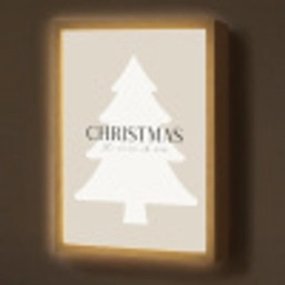 Kerstboom - Japandi - Christmas - Beige Light Box met batterij (Wandlamp) middel -z3d_website