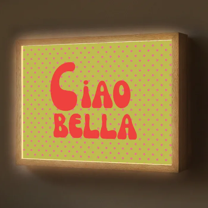 Ciao bella - Rood - Groen - Stippen Light Box met batterij (Wandlamp) middel -z3d_website