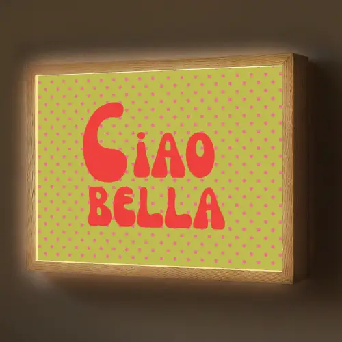 Ciao bella - Rood - Groen - Stippen Light Box met batterij (Wandlamp) middel -z3d_website