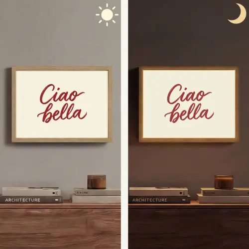 Ciao bella - Rood - Wit - Minimalistisch Light Box met batterij (Wandlamp) middel -sfeer3