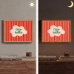 Ciao bella - Tekstwolk - Strepen - Oranje Light Box met batterij (Wandlamp) middel -sfeer3