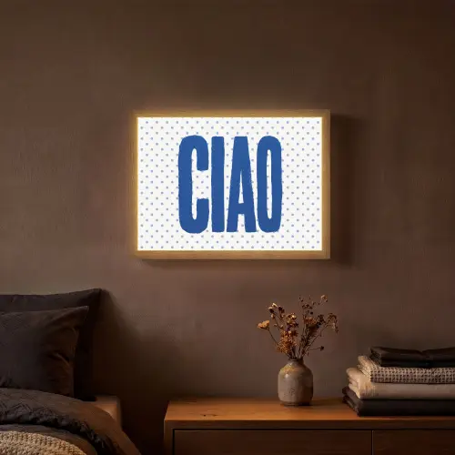 Ciao - Blauw - Stippen Light Box met batterij (Wandlamp) middel -sfeer4
