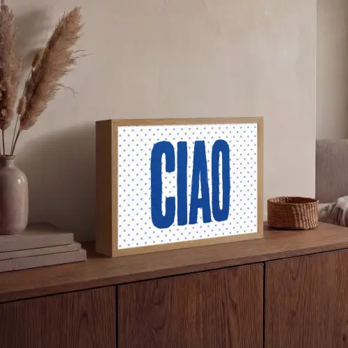 Ciao - Blauw - Stippen Light Box met batterij (Wandlamp) middel -sfeer2