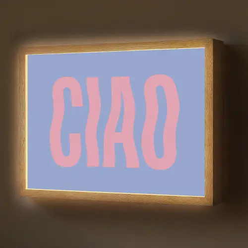 Ciao - Roze - Blauw - Golvend Light Box met batterij (Wandlamp) middel -z3d_website