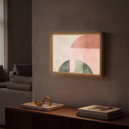 Cirkel - Abstract - Roze Light Box met batterij (Wandlamp) middel -sfeer1