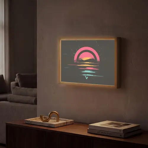 Cirkel - Abstract - Roze Light Box met batterij (Wandlamp) middel -sfeer1