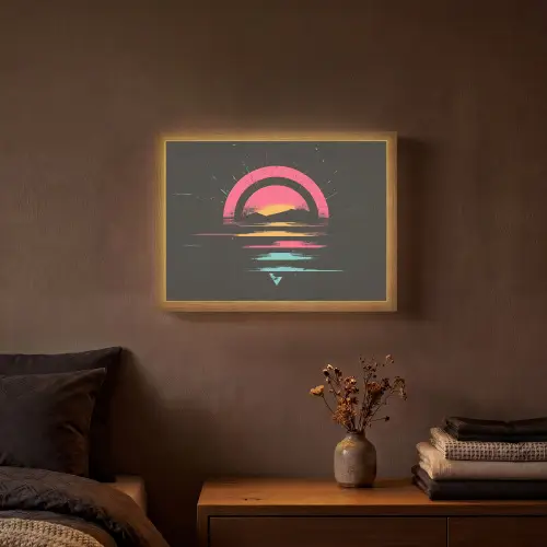 Cirkel - Abstract - Roze Light Box met batterij (Wandlamp) middel -sfeer4